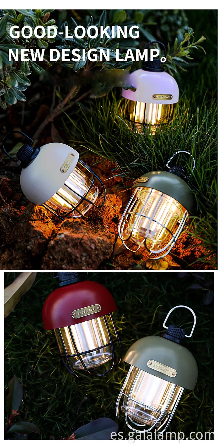 Luz de campamento solar LED retro con batería incorporada en 18650